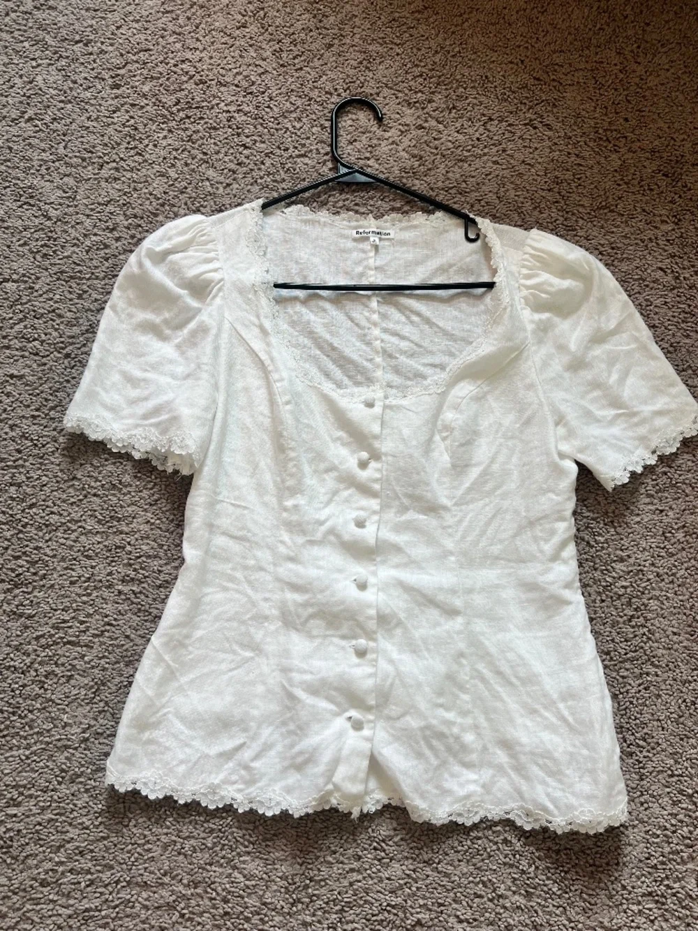 REFORMATION White Anabella Linen Top 6